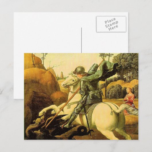 Raphaëls "St. George en de Draak" (ongeveer 1505) Briefkaart (Voorkant / Achterkant)
