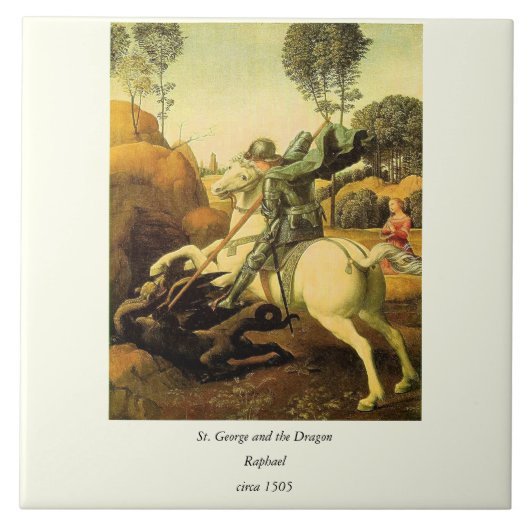 Raphaëls "St. George en de Draak" (ongeveer 1505) Tegeltje (Voorkant)
