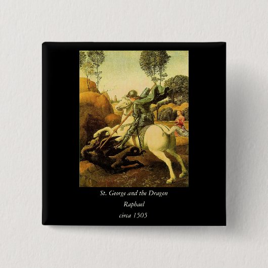 Raphaëls "St. George en de Draak" (ongeveer 1505) Vierkante Button 5,1 Cm (Voorkant)
