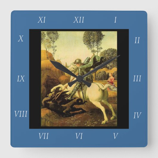 Raphaëls "St. George en de Draak" (ongeveer 1505) Vierkante Klok (Voorkant)