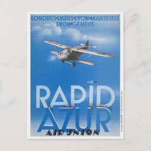 Rapid Azur France Vintage Poster 1932 Briefkaart
