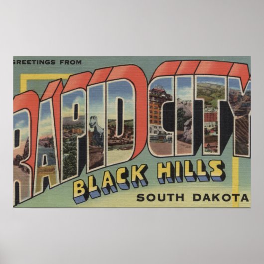 Rapid City, Zuid Dakota - Grote lettertjes Poster (Voorkant)