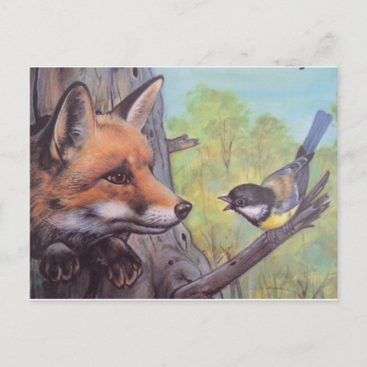 raposa e passaro briefkaart (Voorkant)