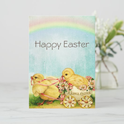  rappelkippen met retro feestdagenkaart (Staand voorkant)