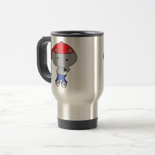 Rapper Cat in Tanktop Reisbeker (Voorkant links)