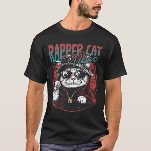 Rapper Cat Vibes T-shirt (Voorkant)