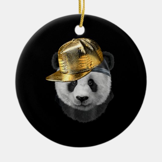 Rapper Giant Panda in Hip Hop Pet Keramisch Ornament (Voorkant)