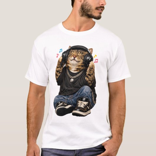 Rapper Kat Muziek T‑Shirt T-shirt (Voorkant)