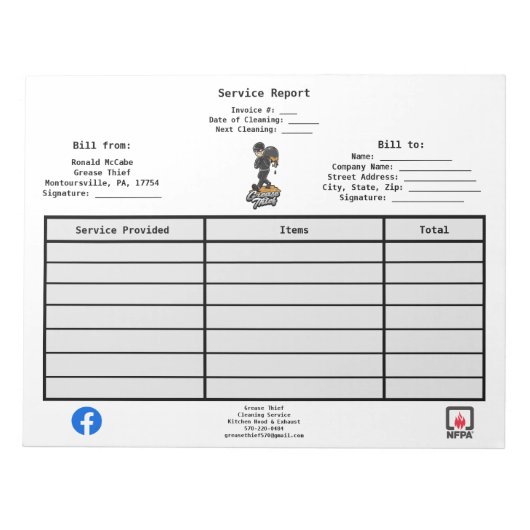Rapport Diefstal-service Notitieblok (Voorkant)