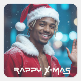 RAPPY KERSTMIS VIERKANTE STICKER