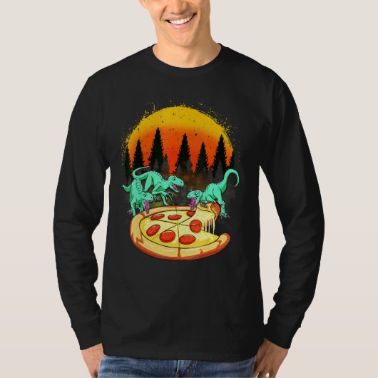 Raptor Dinosaur Eating Pizza T-shirt (Voorkant)