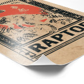 Raptor Dinosaur Japandi Art | Wabi Sabi Red Sun Foto Afdruk (Hoek)