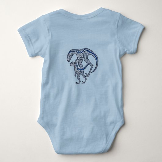 Raptor dinosaurus Baby Jongen Meisje Blauw Baby Romper (Achterkant)