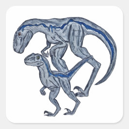 Raptor dinosaurus baby pasgeboren jongen meisje vierkante sticker