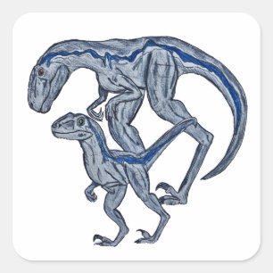 Raptor dinosaurus baby pasgeboren jongen meisje vierkante sticker