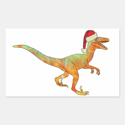 Raptor Funny Festive Velociraptor Xmas Dinosaur Rechthoekige Sticker (Voorkant)