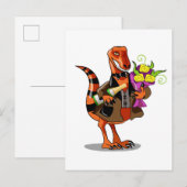 Raptor Holding Fles Mousserende Wijn & Bloemen Briefkaart (Voorkant / Achterkant)