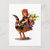 Raptor Holding Fles Mousserende Wijn & Bloemen Briefkaart (Voorkant)