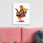Raptor Holding Fles Mousserende Wijn & Bloemen Canvas Afdruk (Insitu (Woonkamer))