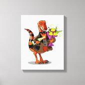 Raptor Holding Fles Mousserende Wijn & Bloemen Canvas Afdruk (Voorkant)