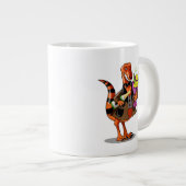 Raptor Holding Fles Mousserende Wijn & Bloemen Grote Koffiekop (Voorkant rechts)