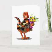Raptor Holding Fles Mousserende Wijn & Bloemen Kaart (Voorkant)