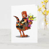 Raptor Holding Fles Mousserende Wijn & Bloemen Kaart (Gele Bloem)