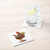 Raptor Holding Fles Mousserende Wijn & Bloemen Kartonnen Onderzetters (Insitu)