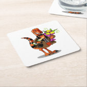 Raptor Holding Fles Mousserende Wijn & Bloemen Kartonnen Onderzetters (Schuin)