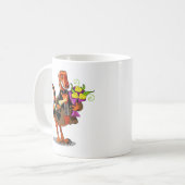 Raptor Holding Fles Mousserende Wijn & Bloemen Koffiemok (Voorkant links)