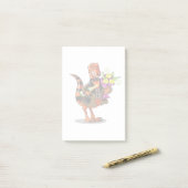 Raptor Holding Fles Mousserende Wijn & Bloemen Post-it® Notes (Op bureau)