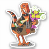 Raptor Holding Fles Mousserende Wijn & Bloemen Sticker (Voorkant)