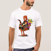 Raptor Holding Fles Mousserende Wijn & Bloemen T-shirt (Voorkant)