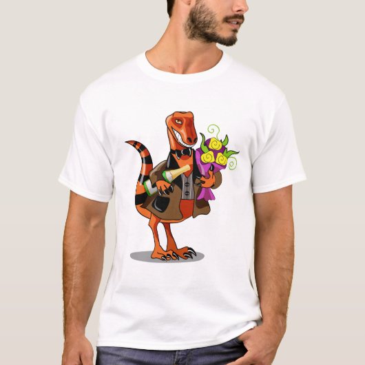 Raptor Holding Fles Mousserende Wijn & Bloemen T-shirt (Voorkant)