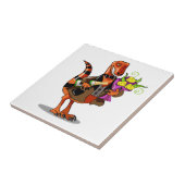 Raptor Holding Fles Mousserende Wijn & Bloemen Tegeltje (Zijkant)