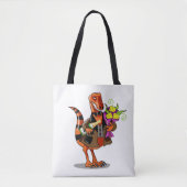 Raptor Holding Fles Mousserende Wijn & Bloemen Tote Bag (Voorkant)