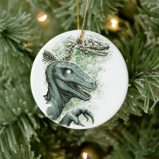 Raptor in het groen keramisch ornament (Boom)