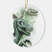 Raptor in het groen keramisch ornament (Links)
