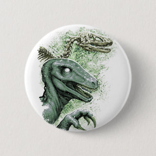 Raptor in het groen ronde button 5,7 cm