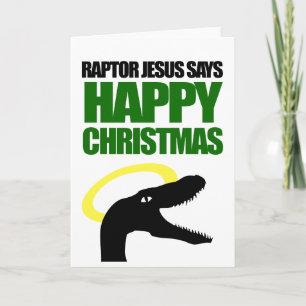 Raptor Jesus zegt Happy Kerstmis Feestdagen Kaart