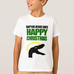Raptor Jesus zegt Happy Kerstmis T-shirt