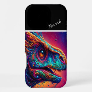 Raptor Kosmisch Dinosaurus Portret iPhone 16 Pro Max Hoesje