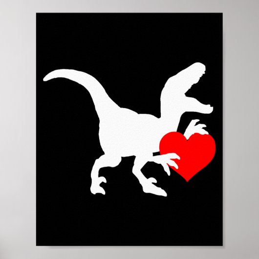 Raptor Love Valentines Day Gift Dino Raptor Heart  Poster (Voorkant)