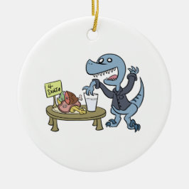 Raptor met kerstboomversier keramisch ornament