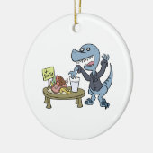 Raptor met kerstboomversier keramisch ornament (Links)