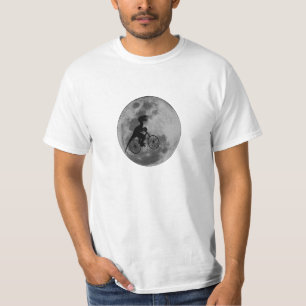Raptor op fiets in de hemel met maan t-shirt