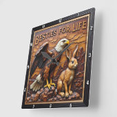 Raptor Rabbit Close Companions Vierkante Klok (Hoek)