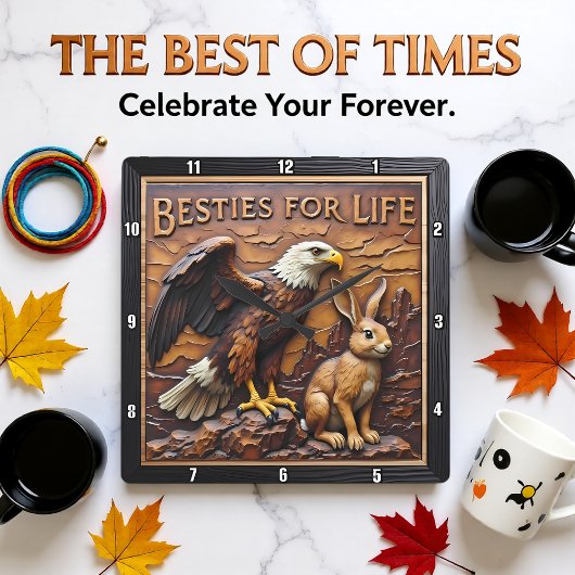 Raptor Rabbit Close Companions Vierkante Klok