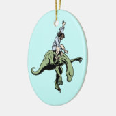 Raptor Rodeo Jesus Keramisch Ornament (Links)