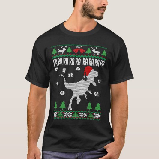 Raptor Santa Hat Velociraptor Dinosaur Ugly Chris T-shirt (Voorkant)
